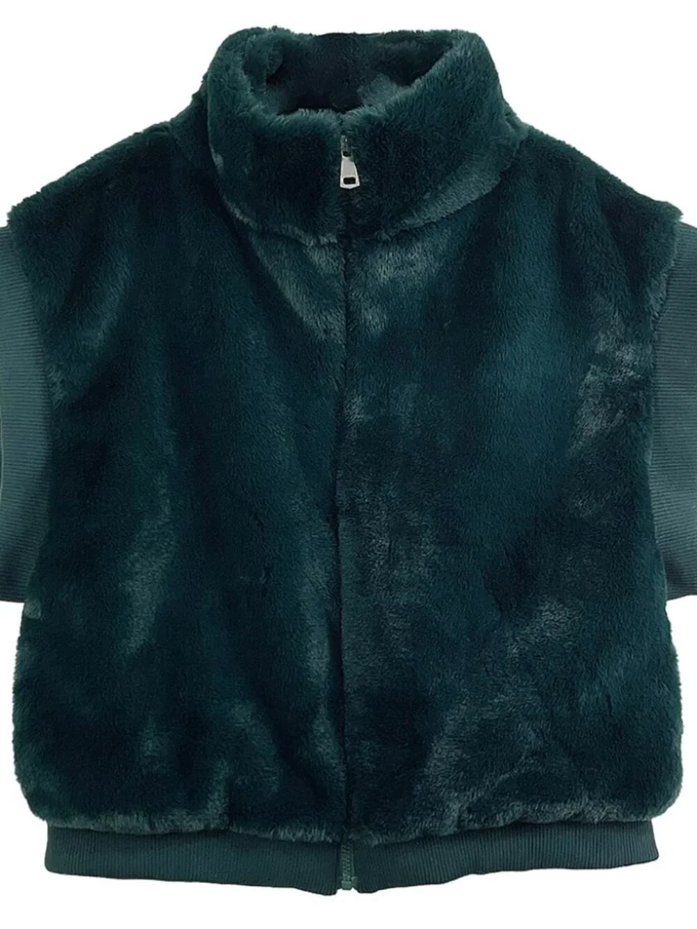 Faux Fur Rib Sleeve Vest